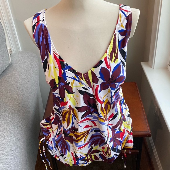 Sonnet Shores White Floral Tankini Top size 18 W New with tags top only - Picture 1 of 9